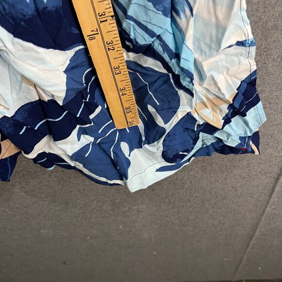 Peace Love World Petite Wide-Les Woven Pants Blue Palm, Petite Medium - Picture 5 of 9